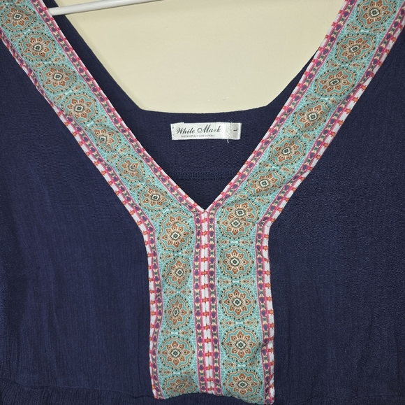 White Mark Blue Flutter Sleeve Mini Dress - Picture 2 of 3